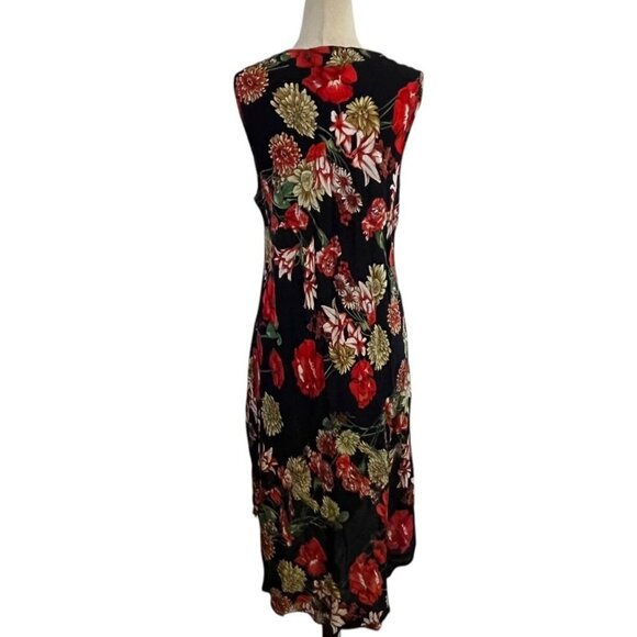 Papillon Womens Multicolor Floral Sleeveless Hi Lo Button Dress Medium Hawaiian - Picture 4 of 8